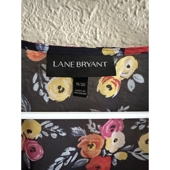 Lane Bryant 18 20 Black Pink Tie Front Kimono Boho Festival Floral Polka Dot - Picture 6 of 7